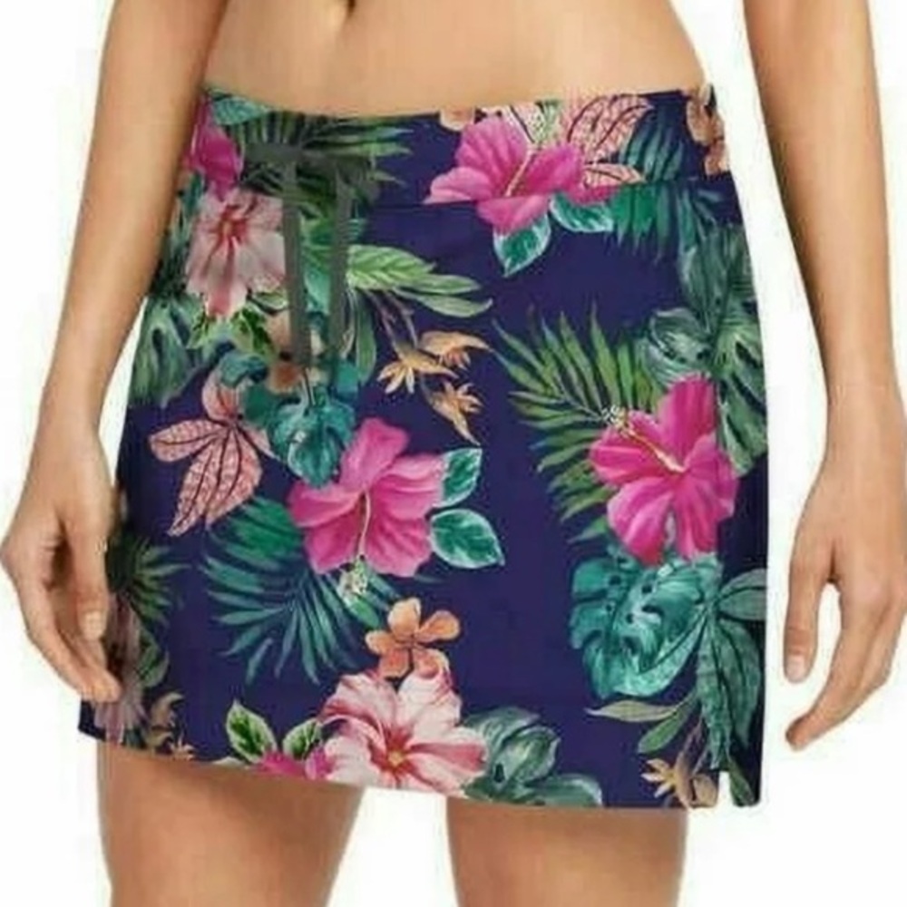SPEEDO SKORT TROPICAL FLORAL PINK GREEN DRAWSTRING PULLON XL